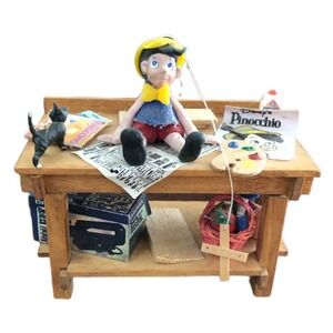 MINIATURE DOLLHOUSE 5” X 4.5”DECORATED Toy Maker Puppet Pinnochio Work Bench